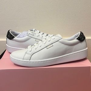 Keds Kate Spade White Leather Sneakers Animal Print Details Size 5.5